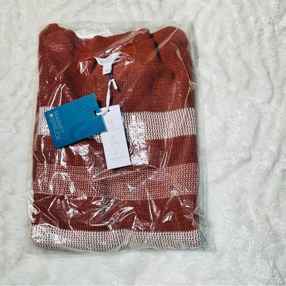 Market & Spruce Size Large Tawnee Cotton Waffle Stitch Sweater Neutral Layering - Picture 3 of 15